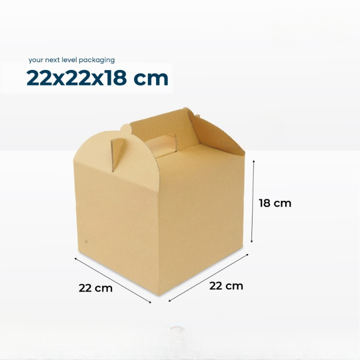 

(5pcs) Dus Jinjing Packaging Toples Kuker Gable Box Kemasan Hadiah Parcel Makanan 22x22x18cm