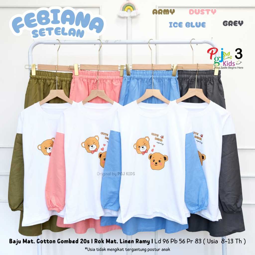 FEBIANA / MOONLIT / ALANES / MARIPOSA / CINNAMOROLL / KUROMI SETELAN ROK REMAJA Original by PGJ Kids