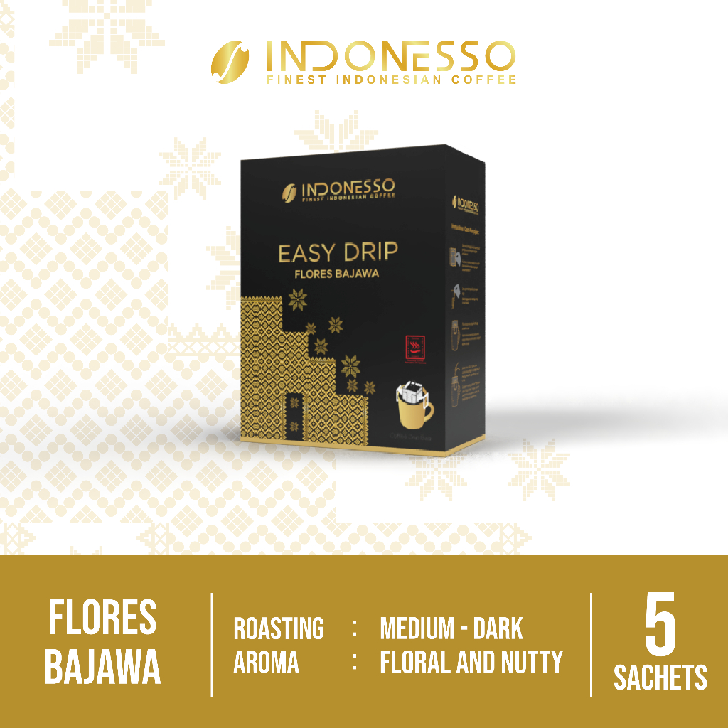

INDONESSO Flores Bajawa Easy Coffee Drip Bag Kopi Drip 5 Sachet x 11g