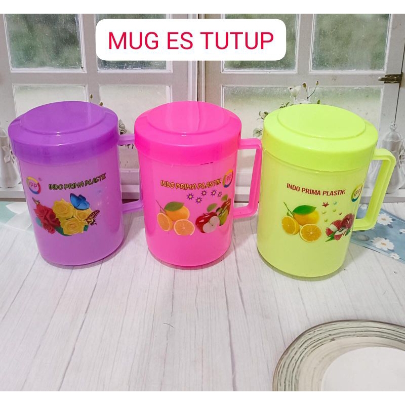 mug gelas plastik tutup