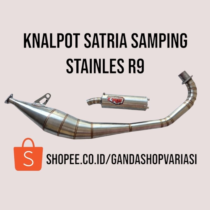 Knalpot satria 2 tak samping stainless R9 (BISA COD)