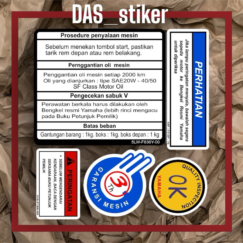 STIKER PERINGATAN STIKER WARNING YAMAHA MIO NOUVO FINO SOUL RX KING