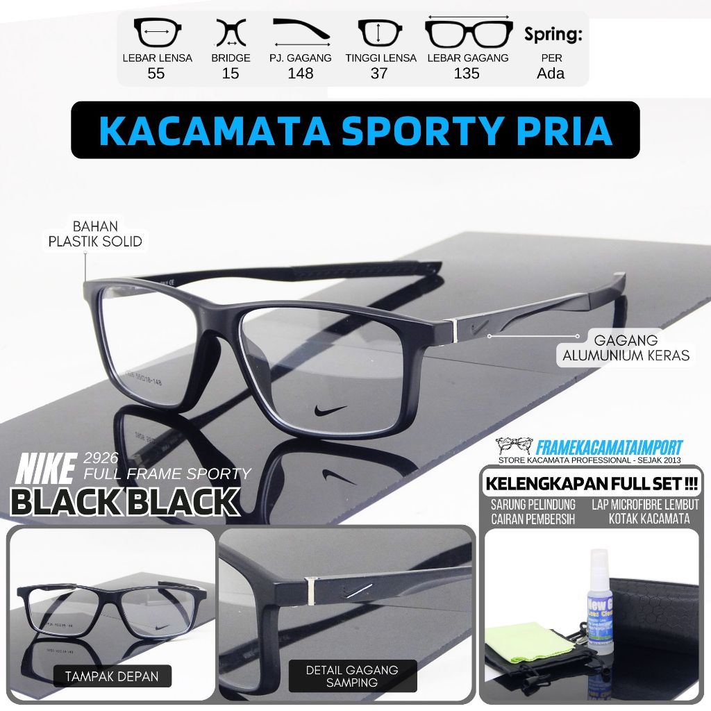 Frame Kacamata Minus Sporty Plastik Kaca Mata Sporty Kasual