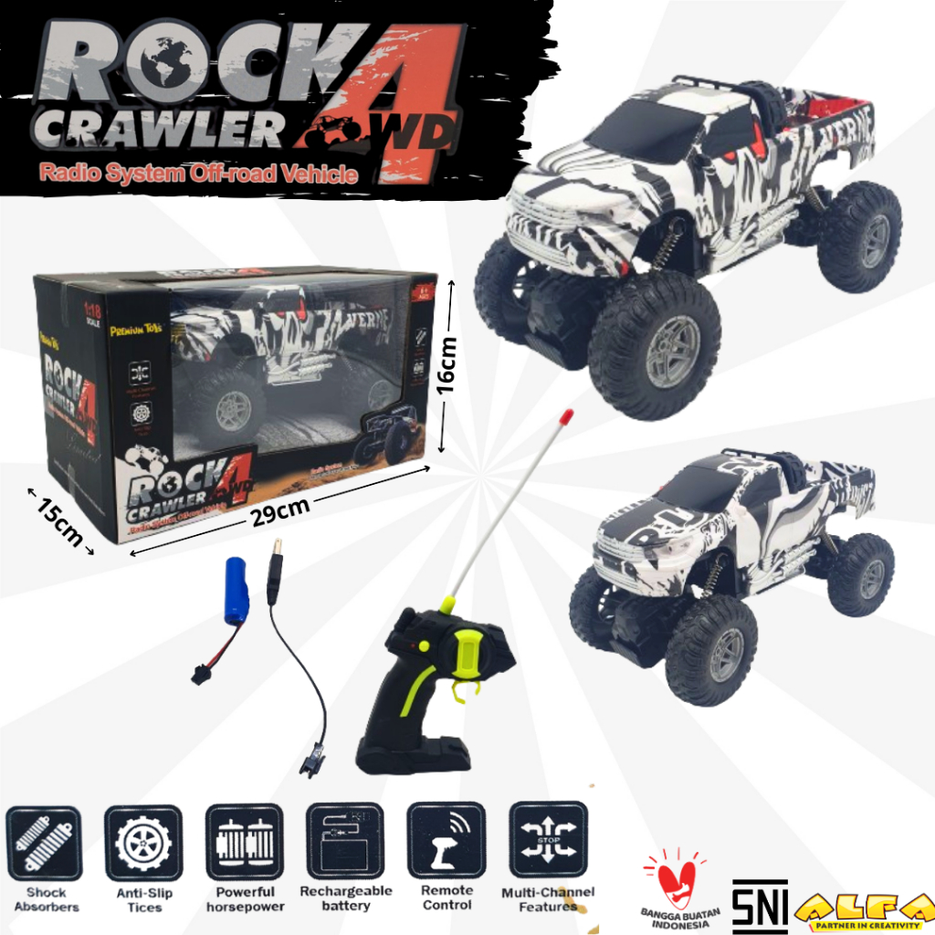 Toko Mainan ALFA R/C Rock Crawler 4WD+Charger PR-17400