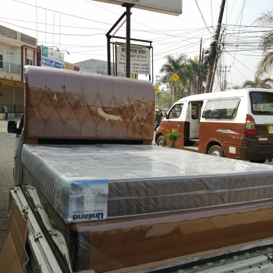 springbed full set dengan divan dan sandaran / bed set ukuran 160x200