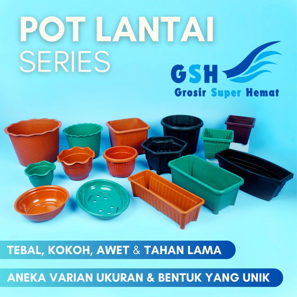 GSH - Pot Lantai Series High Way Aneka Bentuk & Ukuran Besar Pot Segi Panjang Alpen Premium Estetik 