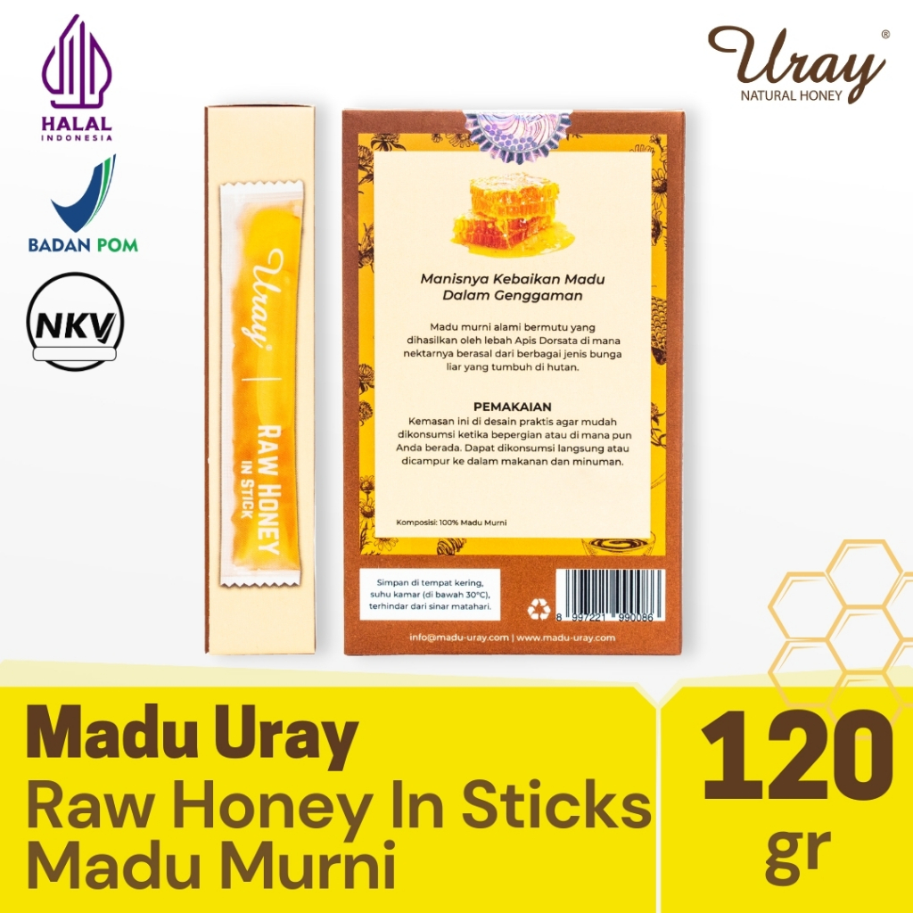 

QH Bundling 6 Box Madu Uray Raw Honey In Sticks 120gr - Madu Hutan