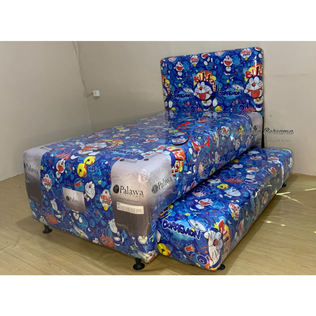 KASUR 2IN2 ANAK KARAKTER DORAEMON / SPRING BED ANAK 2 TINGKAT GAMBAR DORAEMON / KASUR TIDUR ANAK ANA