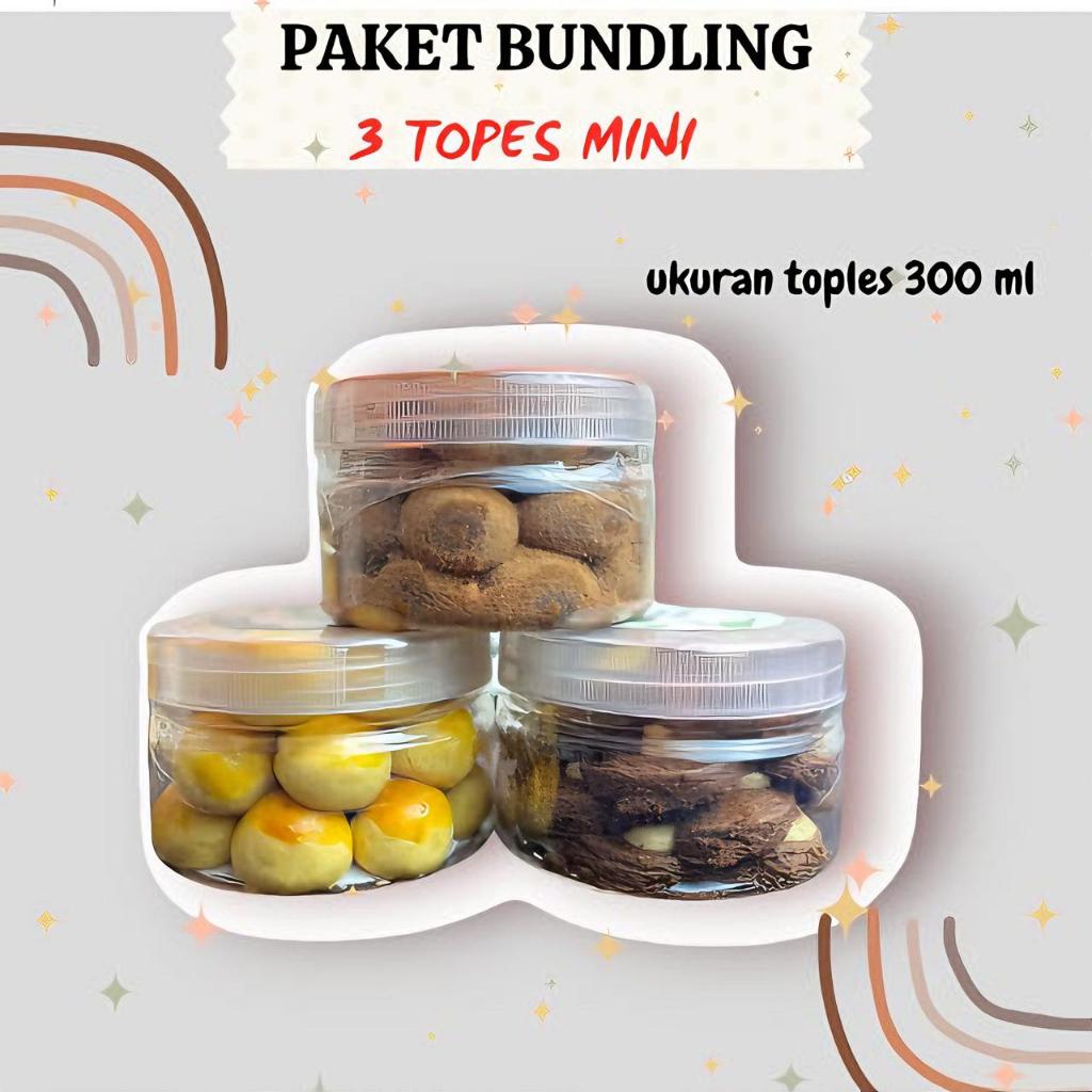 

[PAKET BUNDLING 3 TOPLES MINI] Paket Hampers Lebaran Toples 300 ml Isi 3 kue kering cookies bingkisan Wijsman wysman Premium Kue Kering Lebaran putri salju nastar kastengel palm Cheese Kue Kacang kacang bawang Nutella Tart sagu keju coklat Mede