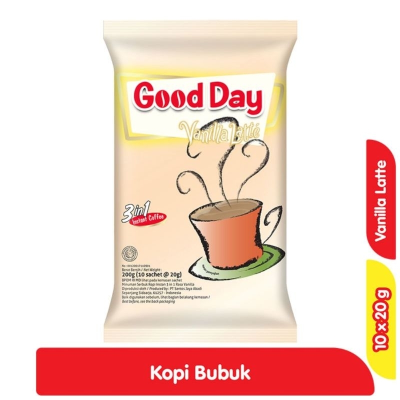 

Good Day Kopi Instant 3 in 1 Vanilla Latte isi 10 x 20 gram