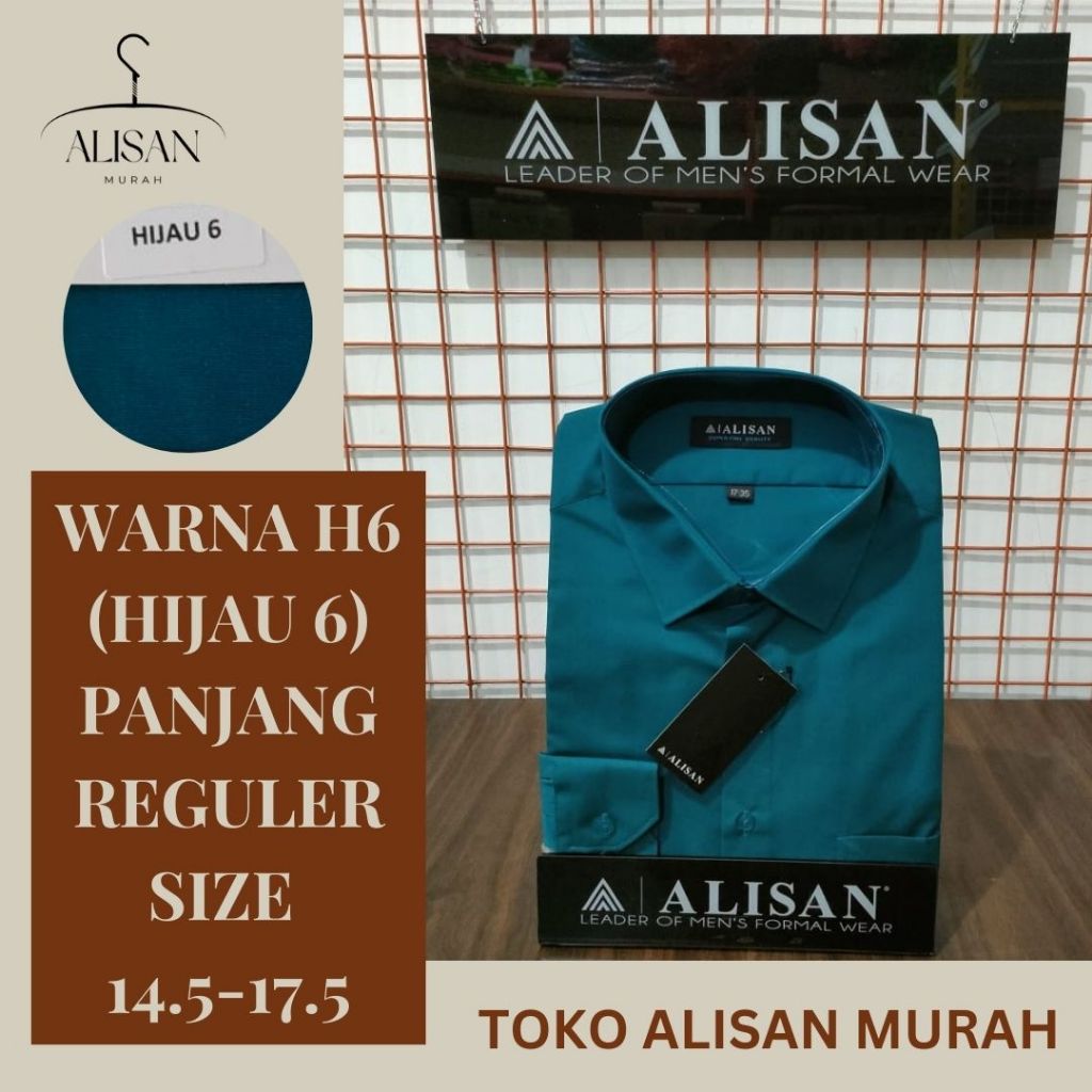 Kemeja Pria Alisan Lengan Panjang Reguler Fit Warna Hijau (H6)