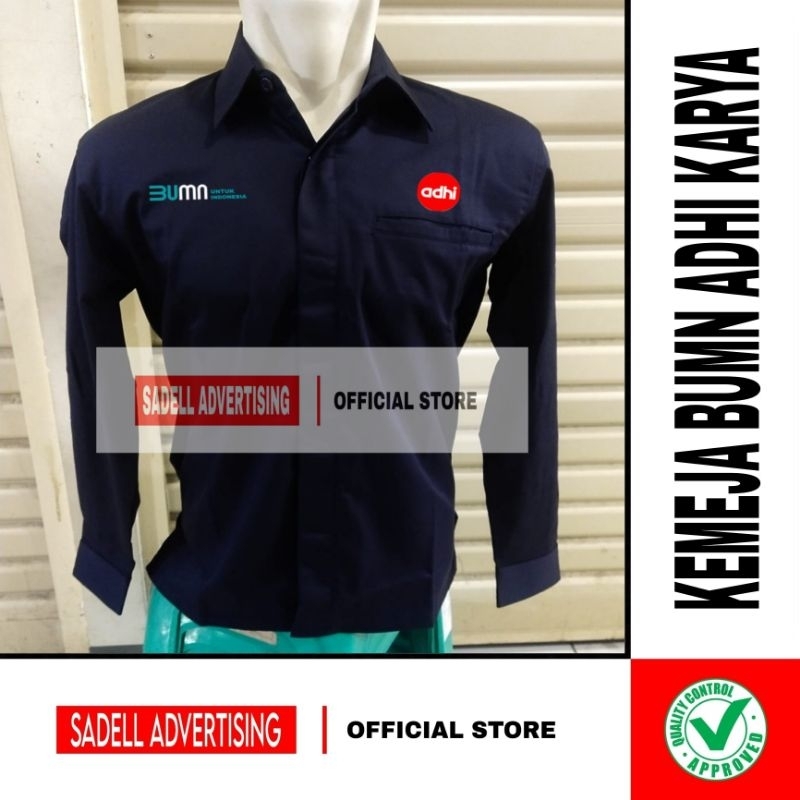Kemeja ADHI KARYA Seragam BUMN ADHI KARYA Navy Lengan Panjang Pria Bordir