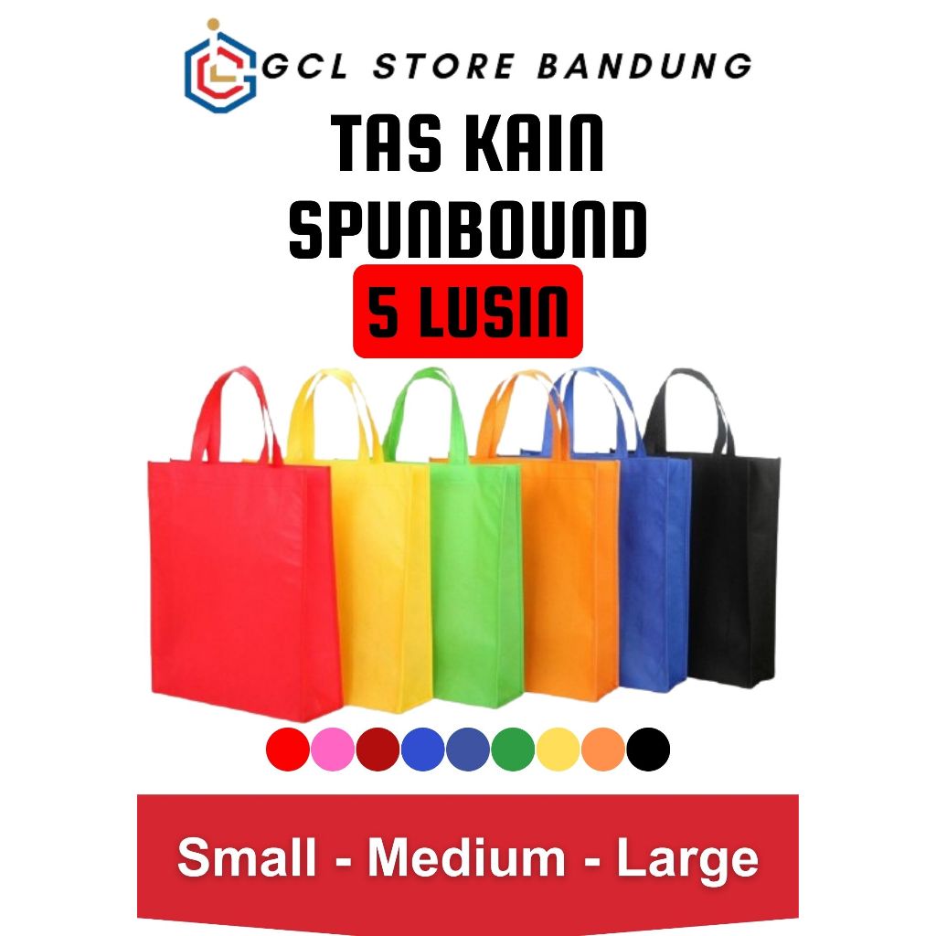 

Spunbound Goodie Bag I Tas Belanja Model Tali Handle I Kantong Kain I Xtra Small I Small I Medium I Large I 5 Lusin I