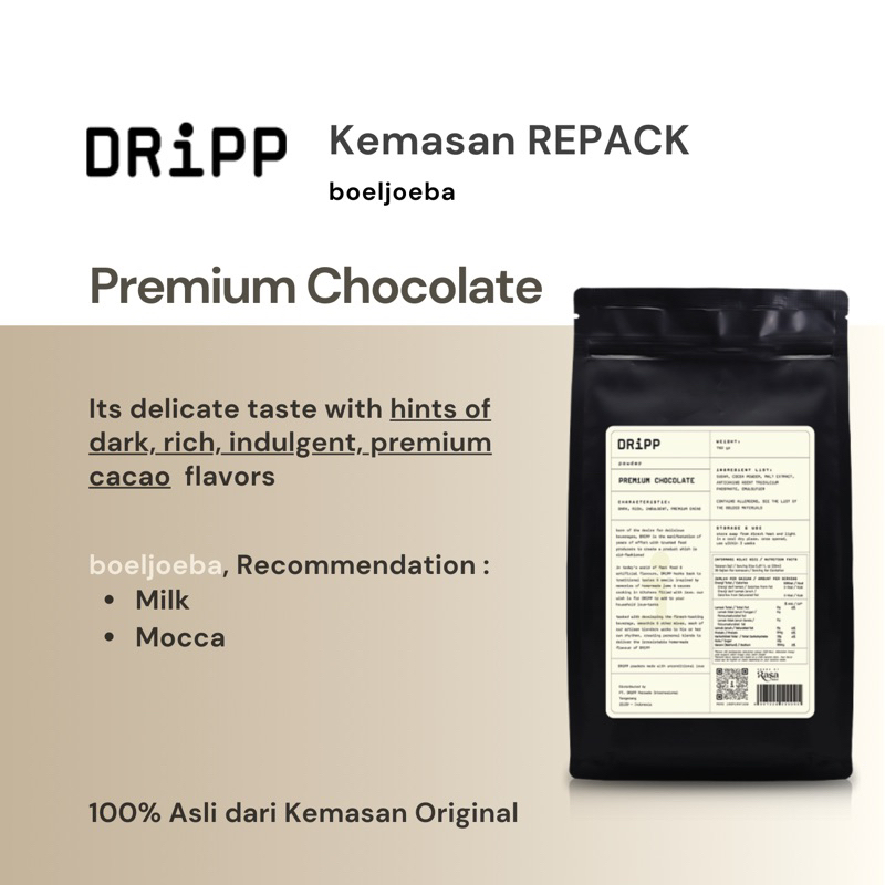 

DRiPP Premium Chocolate Powder Repack [30] g