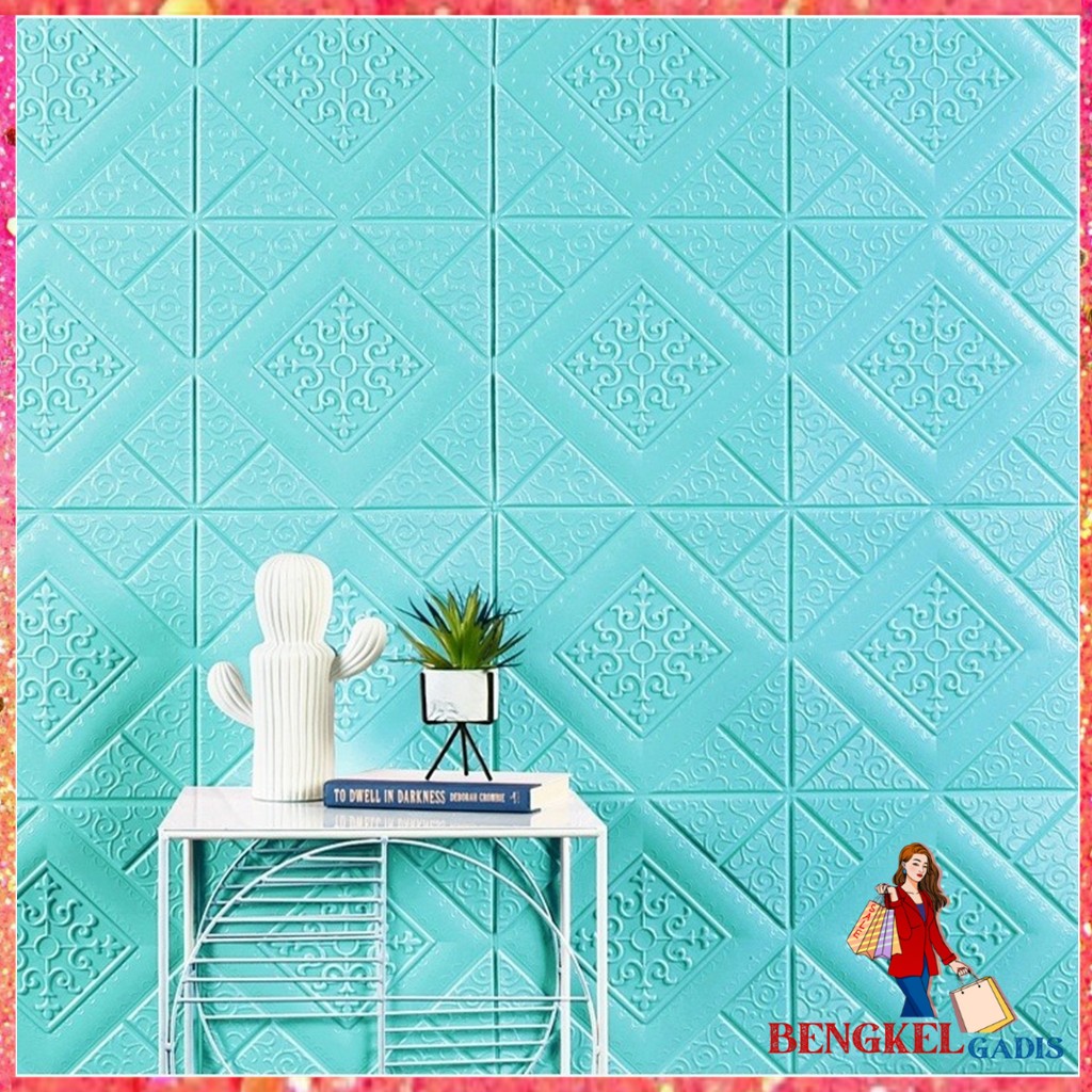 BG Wallfoam Waterproof Stiker DindingTahan Air Empuk Dekorasi Rumah Wallpaper 3D Foam Motif Batik Su