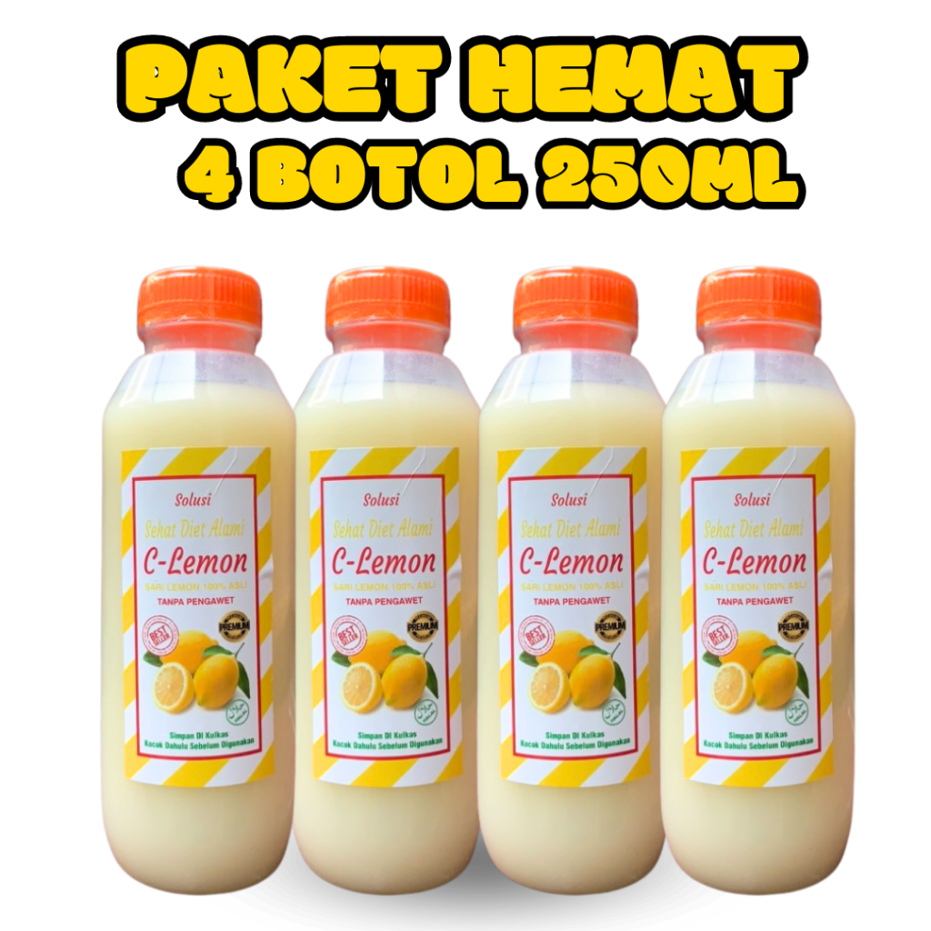 

Paket 4 Botol 250 ML Sari Lemon California Jus Diet/Detox Alami Tanpa Campuran Apapun