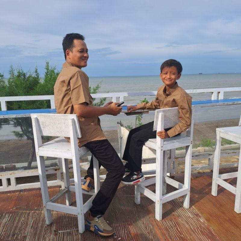 KEMEJA COUPLE AYAH & ANAK WARNA MOCCA KATUN SIGARET PREMIUM(HARGA SATUAN)