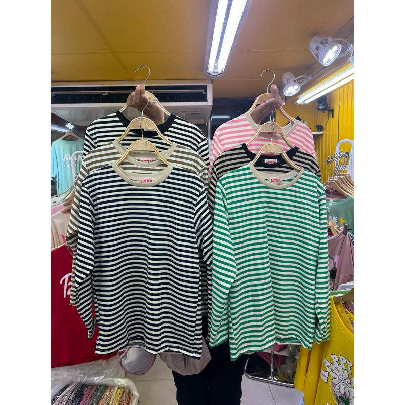 

READYSTOCK Butter long top stripe 2907 import bangkok