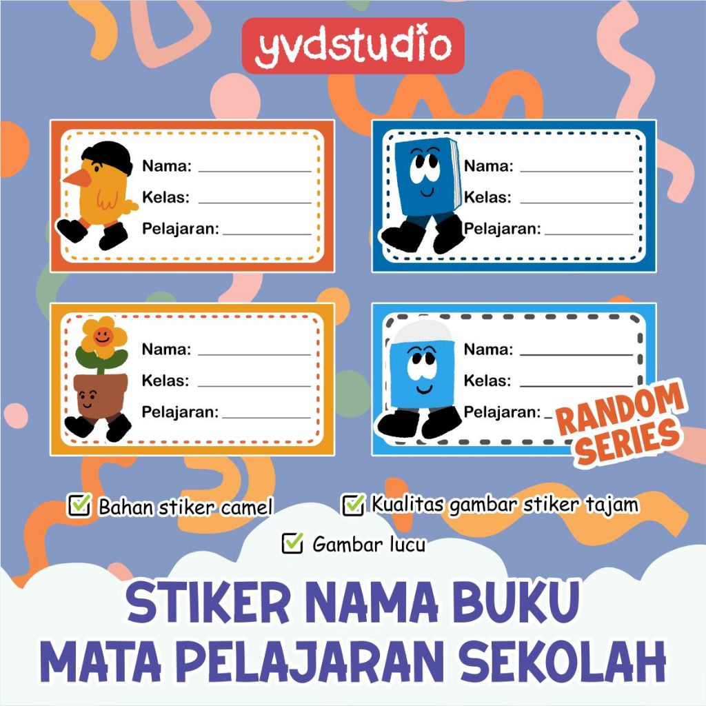 

Isi 44 Stiker Mapel - Label Buku Pelajaran Sekolah - YVDSTUDIO - Stiker Mata Pelajaran RANDOM SERIES
