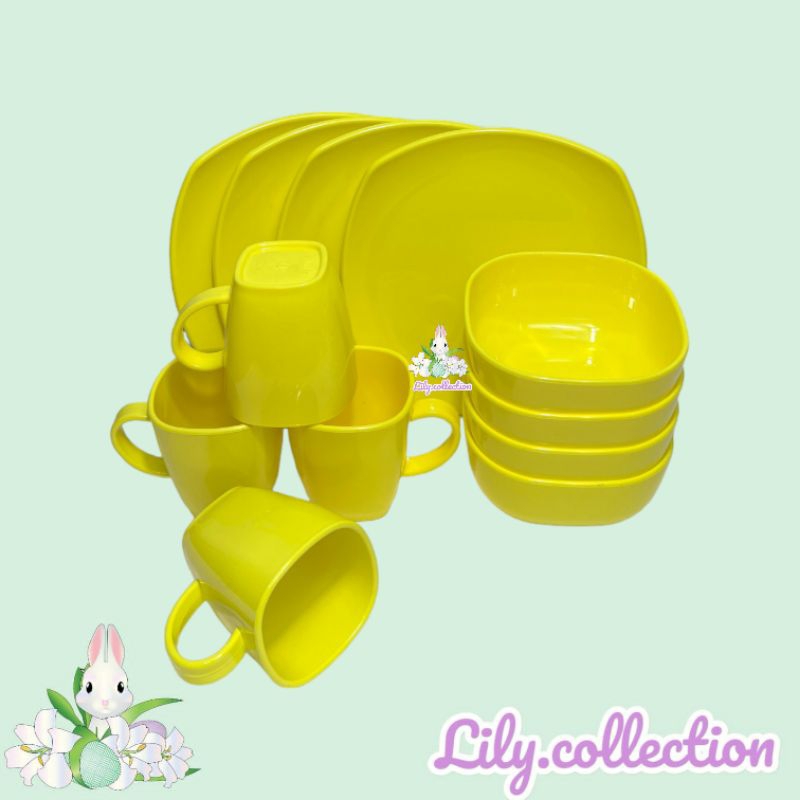 LILYCOLLECTION PROMO PAKET 12 PCS PIRING MANGKOK GELAS / SET MANGKOK PIRING GELAS ISI SELUSIN / PAKE