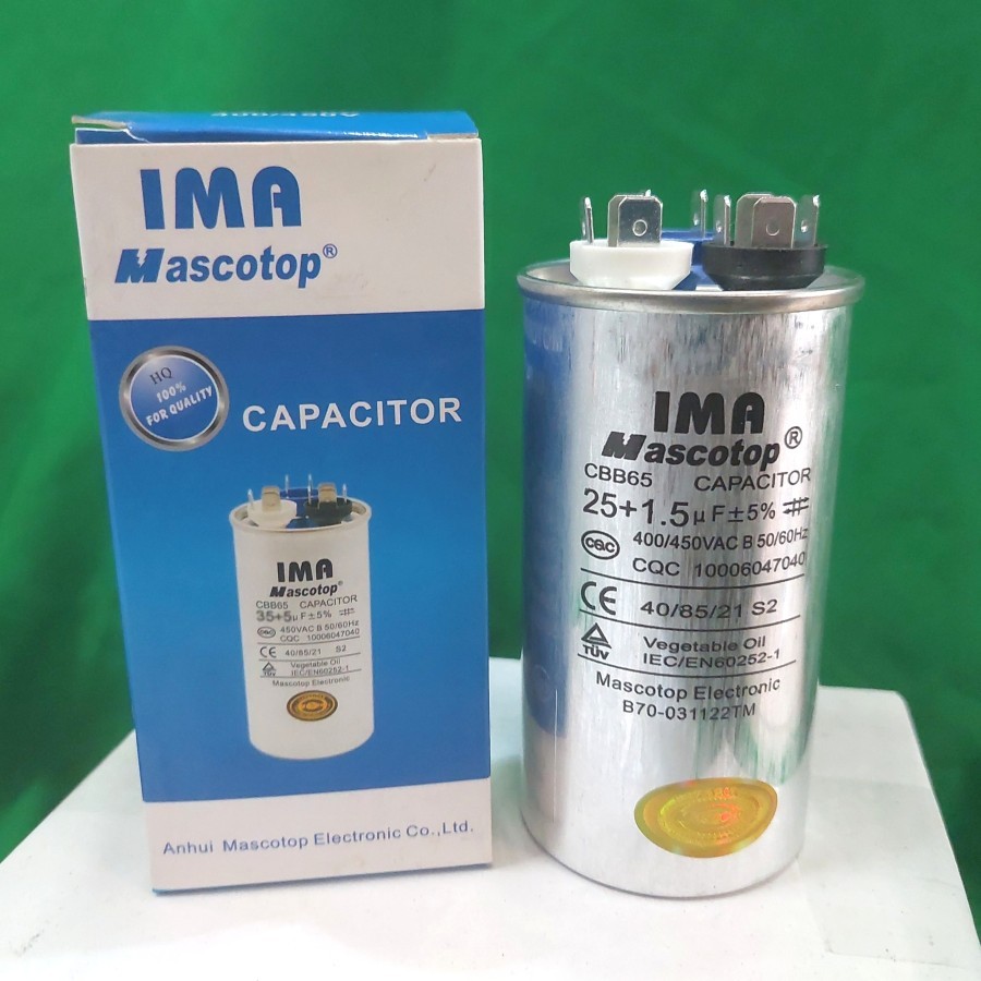 KAPASITOR AC 25UF+1.5UF Merek IMA 25UF + 15UF 25 uf + 1.5 uf