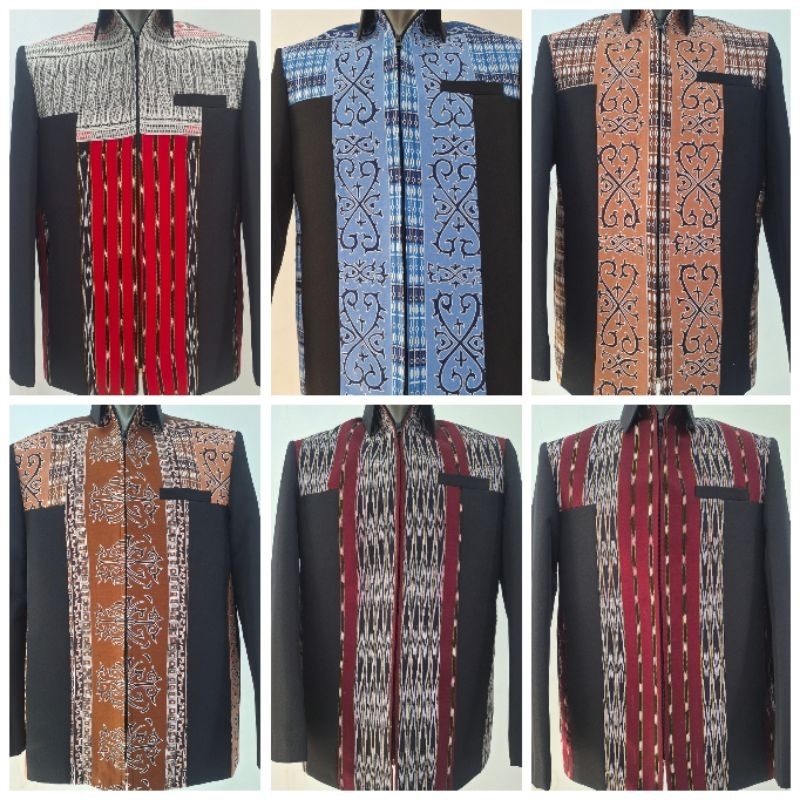 Jas jaket ulos formal sumatera / jas jaket formal ulos kombinasi hitam / jas semi jaket ulos batik