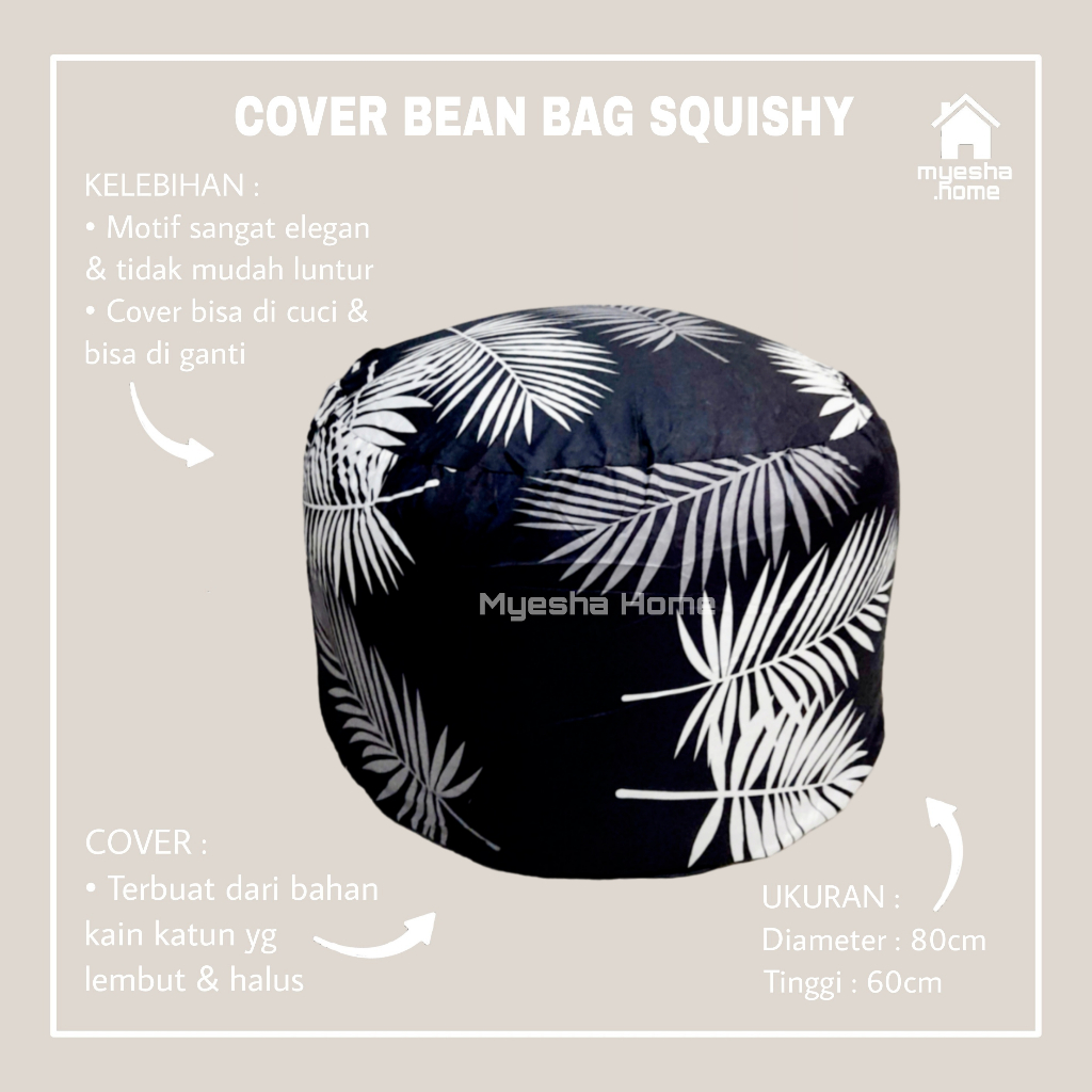 Cover Sofa Bean Bag Squishy / Sarung Sofa Bean Bag Bulat CBS50