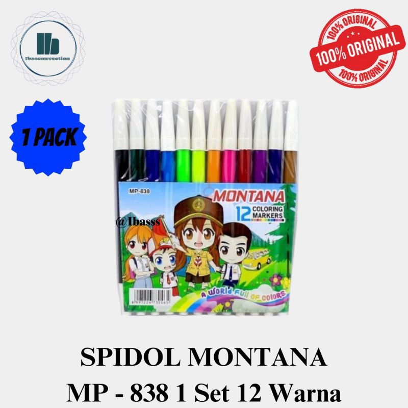 

Spidol Montana MP - 838 1 SET 12 WARNA Spidol Kecil Color Pen (set) Spidol 12 Warna