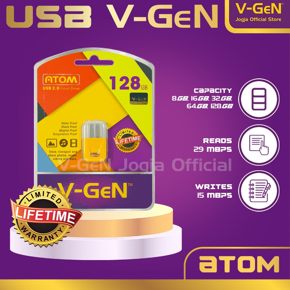 Flashdisk VGeN Atom 4GB 8GB 16GB 32GB 64GB 128GB Original c F4A8