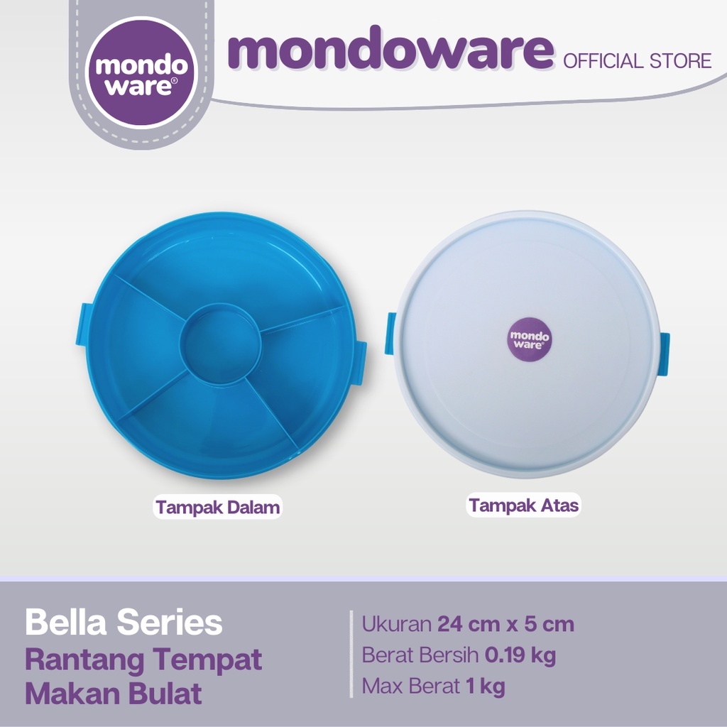 Rengkot Catring Bulat sekat-Mondoware Plastik RT20 - Kotak Tempat Makan Bulat - Bella Series - Mondo