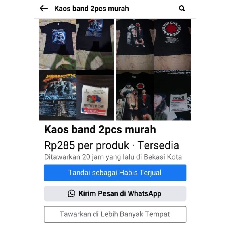 borongan 2 kaos band