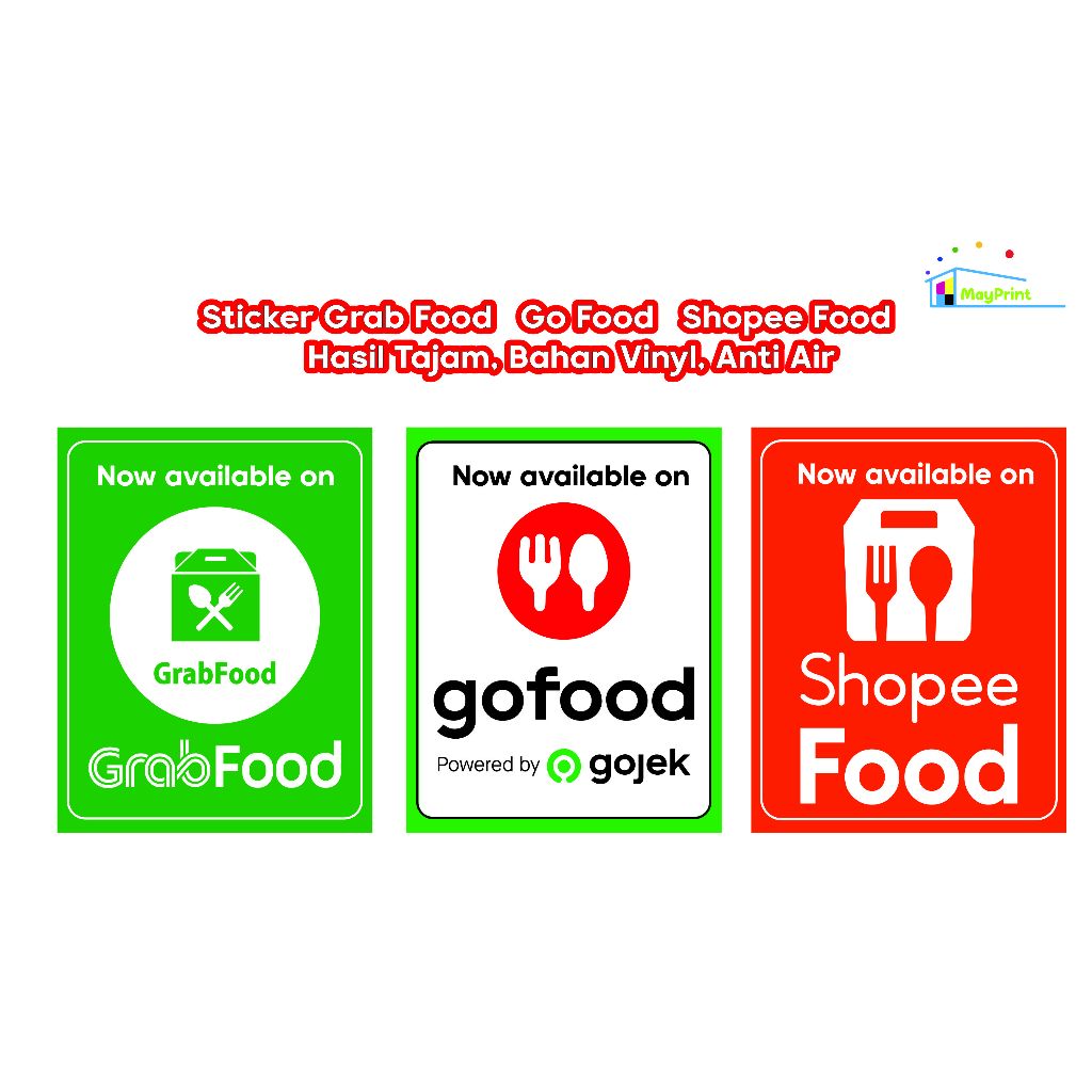Sticker Grab food, gofood,shopefood per pcs
