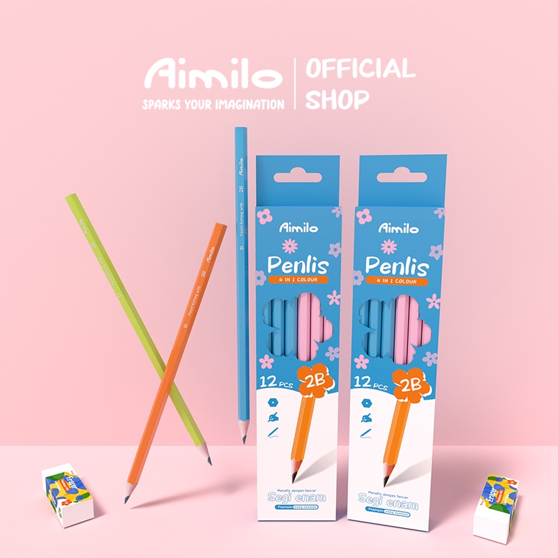 

Aimilo Pensil Sketsa 2B Isi 12pcs Resin Ramah Lingkungan Aman dan tidak beracun Alat Tulis Sekolah