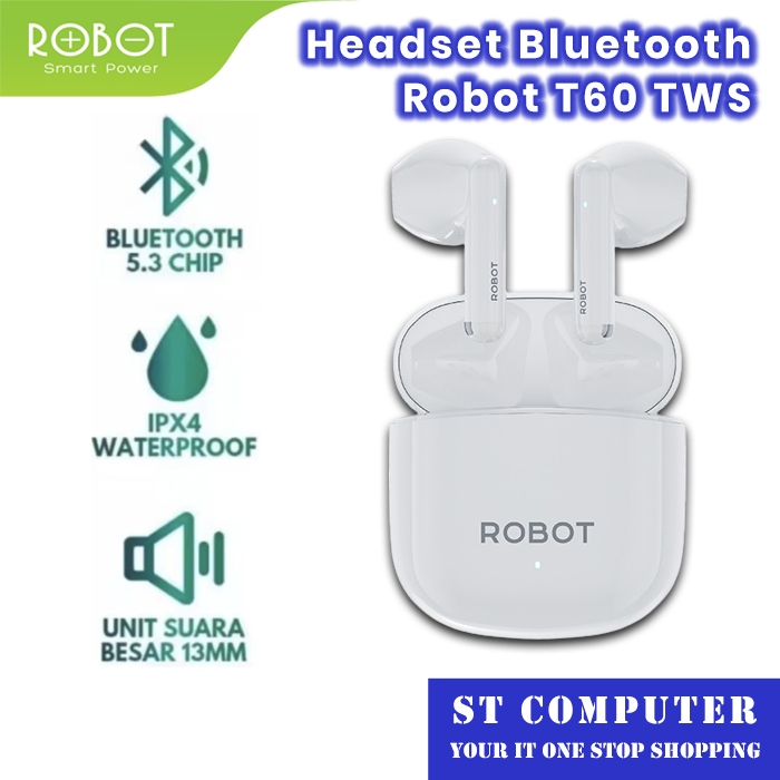 Headset Bluetooth Robot T60 TWS