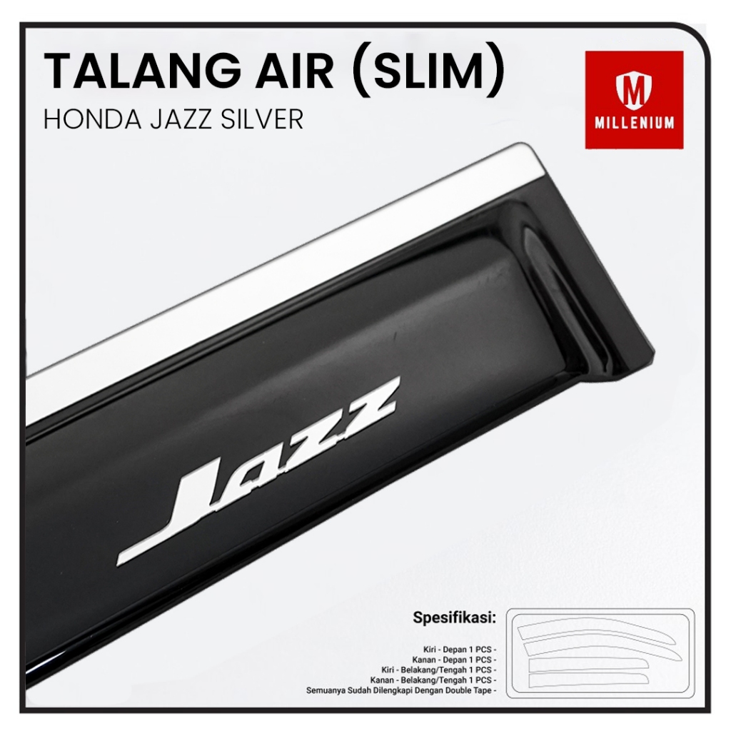 Talang Air Pintu Mobil Honda Jazz 2001 – 2007 Model Slim List Chrome 4 Pintu