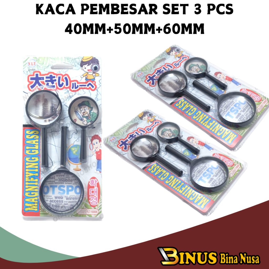 

Kaca Pembesar Set 3 PCS ( 40 MM + 50 MM + 60 MM ) D3318