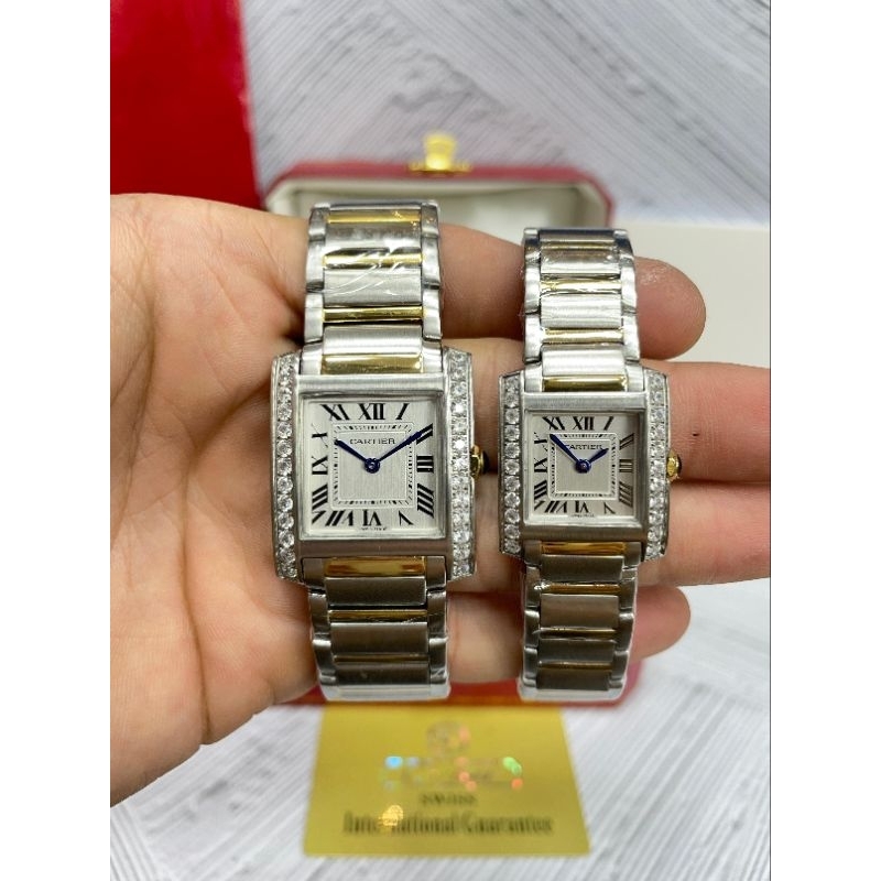 JAM TANGAN WANITA CARTIER TANK ROMAWI DIAMOND QUARTZ SUPER PREMIUM AAA