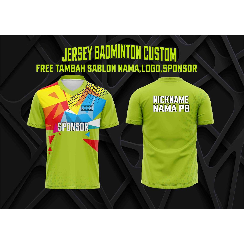 JERSEY BAJU BADMINTON TENNIS RUNING VOLI (FREE DESAIN + NAMA +LOGO + SPONSOR)