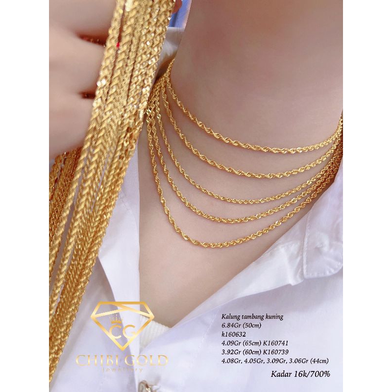 -CHIBIGOLD- Kalung tambang kuning kadar 700%/16K