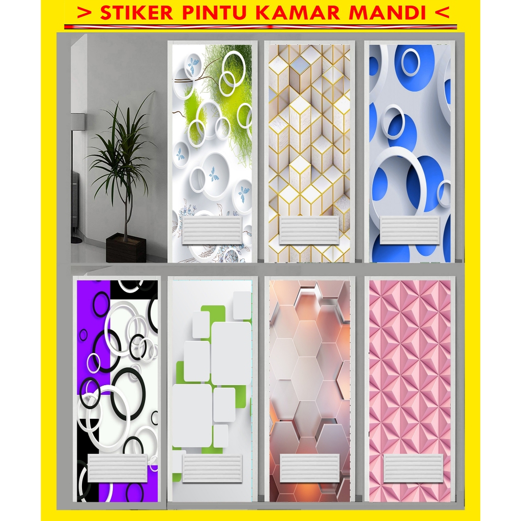 STIKER PINTU KAMAR MANDI, STIKER PINTU TOILET/WC MOTIF 3D