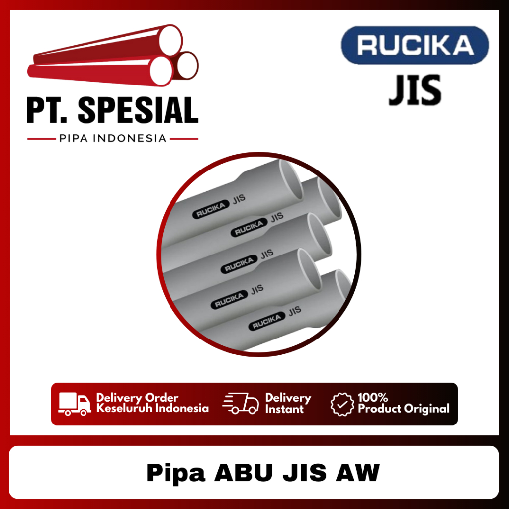 Pipa PVC Abu JIS Rucika Type VP 2 Inch / Pipa JIS AW Rucika PerBatang 4Mtr - 07