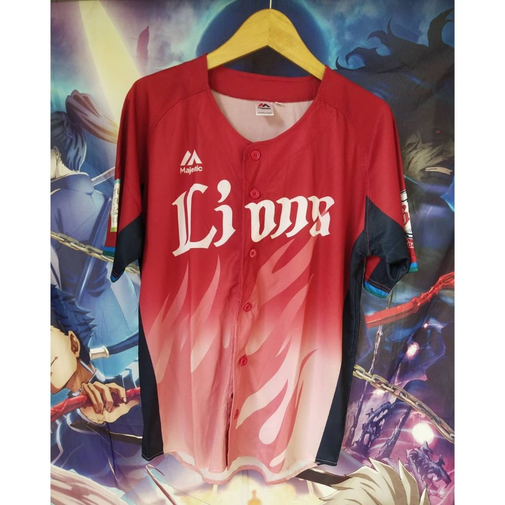 Lions Majestic Red Baseball Jersey Kaos Tshirt Official Original Second Japan Korea Brand Vintage Re
