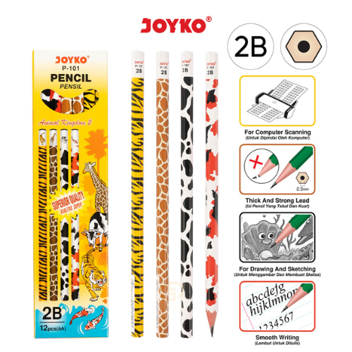 

(1 LUSIN / 12 PCS) Pencil Pensil Joyko P-101 2B Animal Kingdom 2