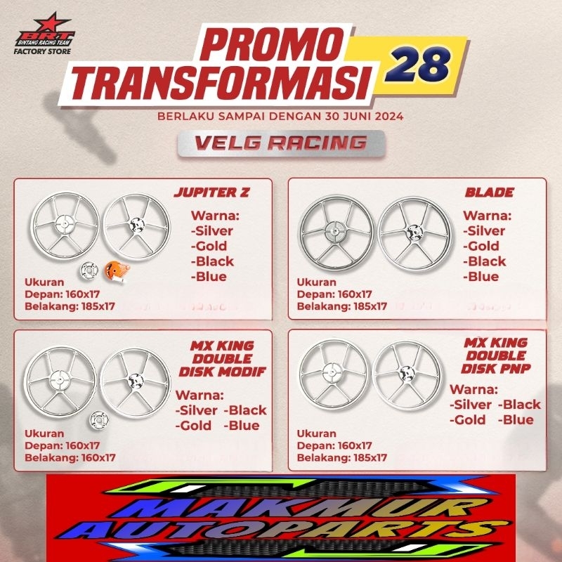 VELG RACING BRT (MX KING) DOUBLE DISK PNP - BINTANG RACING TEAM BRT
