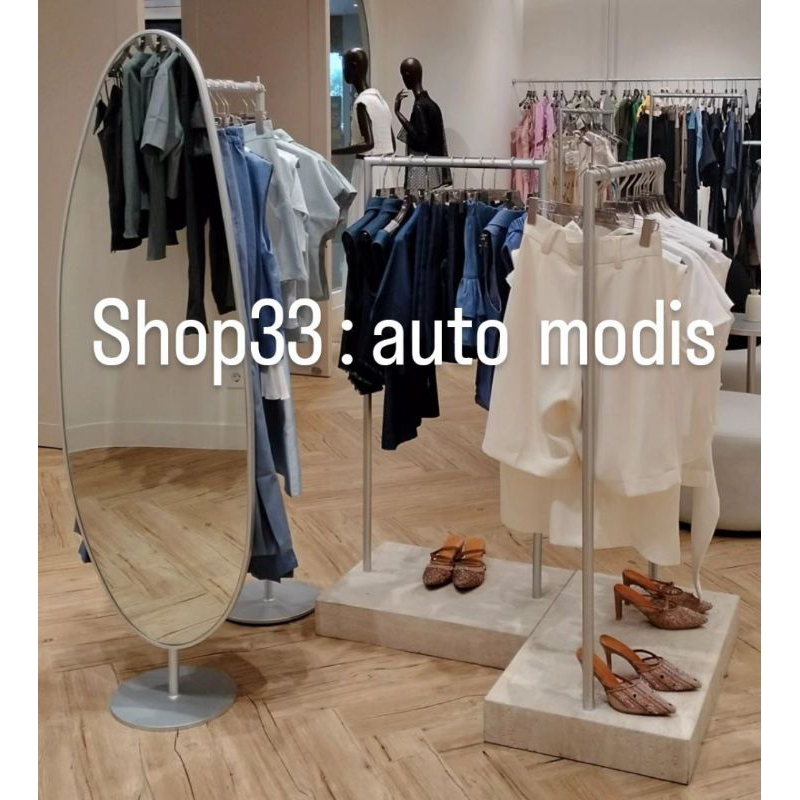 GAWANG DENGAN CERMIN KACA GAWANG BAJU EMAS RAK HIJAB DISPLAY INTERIOR BUTIK FURNITURE INDUSTRIAL MIN