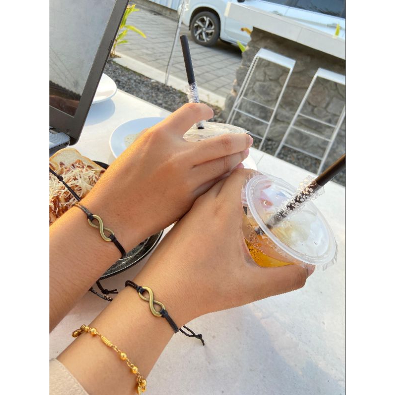 gelang tali couple infinity bronze model serut (dapat 2 gelang)