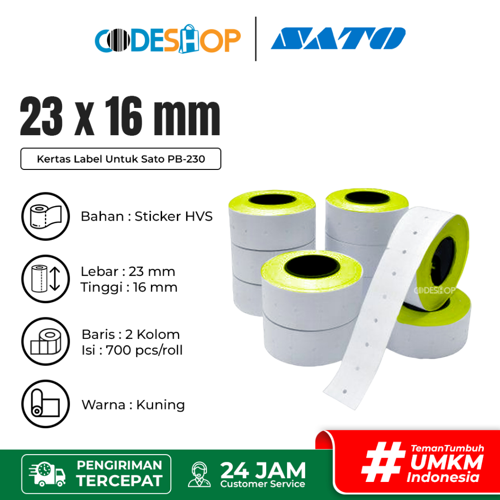 

Codeshop Stiker Label Kertas HVS Sato 16x23 1 line isi 700 pcs