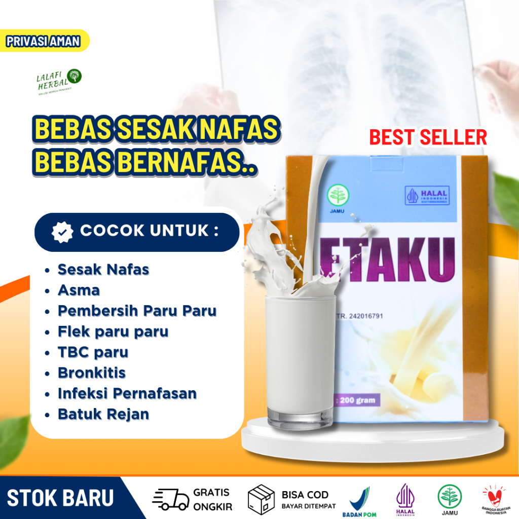 

Obat Sesak Nafas Asma Susu Pembersih Paru Paru Flek TBC Bronkitis Infeksi Pernafasan ISPA Batuk Rejan ETAKU