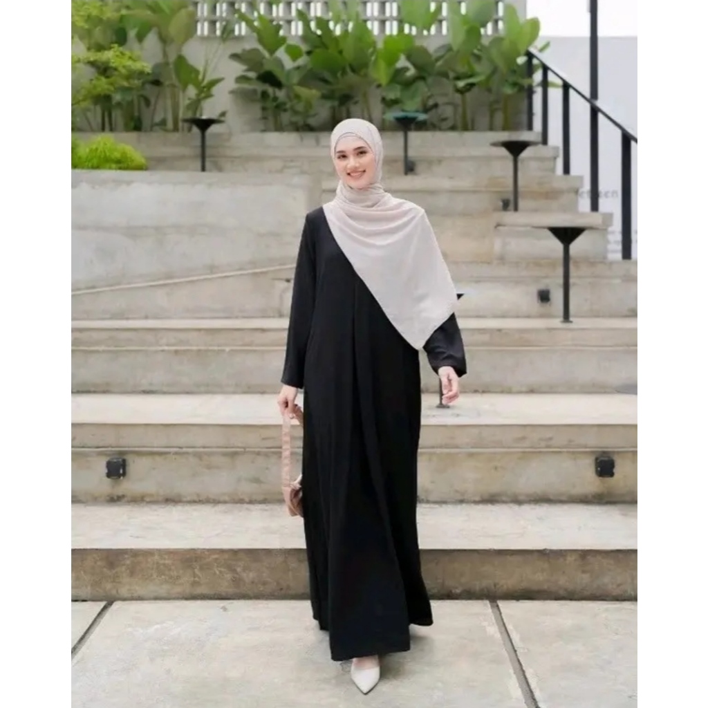 Abaya Polos Hitam Premium / Abaya Wanita Elegan / abaya hitam polos remaja aesthetick terbaru 2025 A