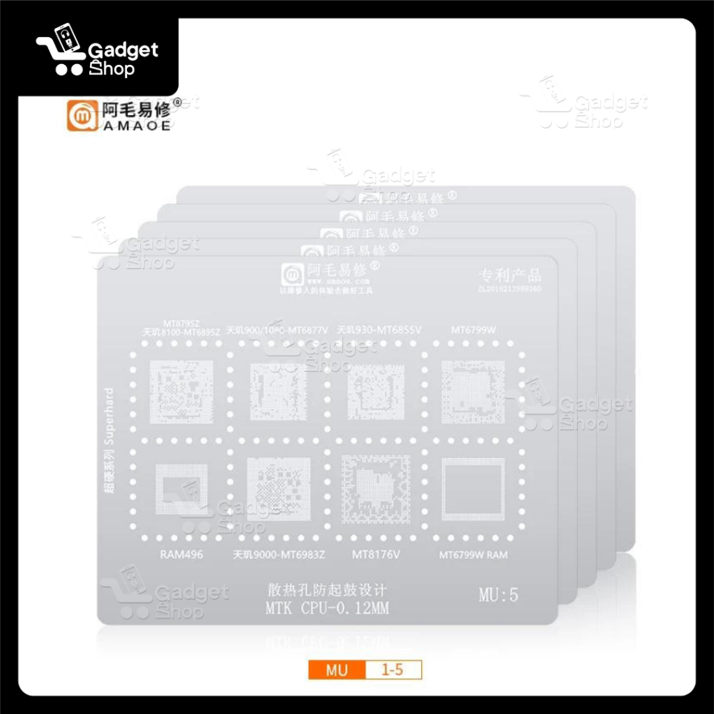 CETAKAN IC Amaoe MU5 BGA Reballing Stencil FOR 8100/930/9000/1080 MT8795Z MT6895Z MT6877V MT6855V MT